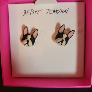 Betsey Johnson Black and White Dog Earrings